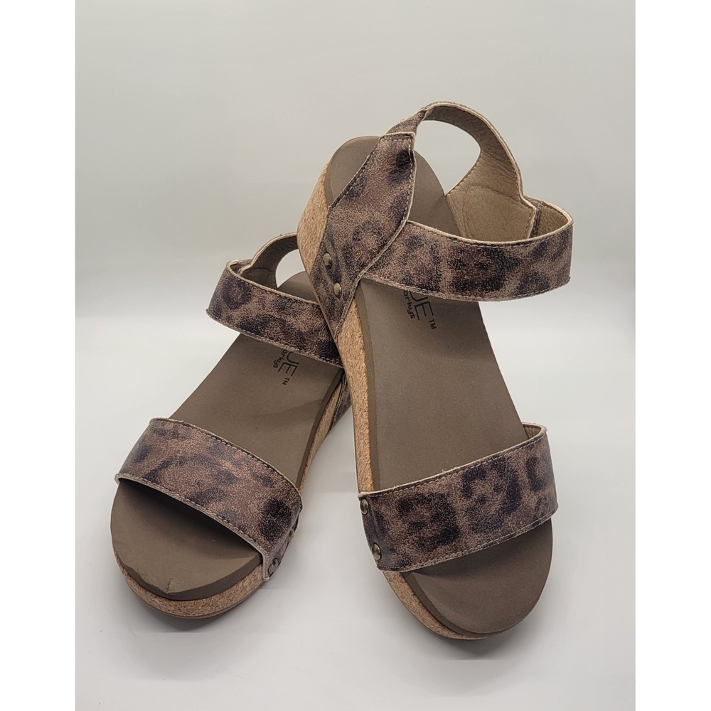 Boutique by Corkys Slidell Sandals Women 7 Brown Metallic Leopard Print Comfort